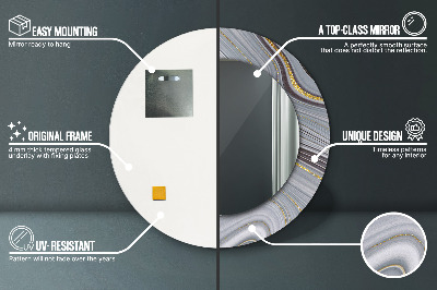 Espelho decorativo redondo Mármore cinza