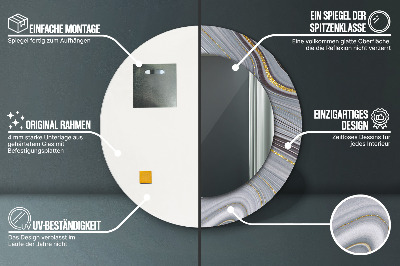 Espelho decorativo redondo Mármore cinza