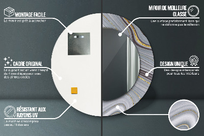 Espelho decorativo redondo Mármore cinza