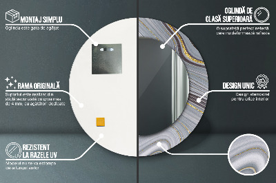 Espelho decorativo redondo Mármore cinza