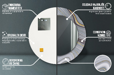 Espelho decorativo redondo Mármore cinza