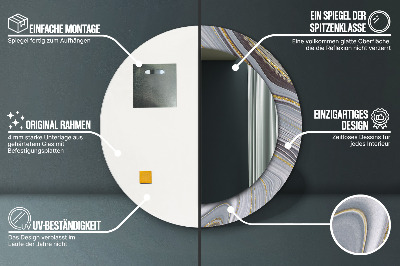 Espelho decorativo redondo Mármore cinza