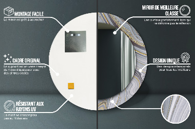 Espelho decorativo redondo Mármore cinza