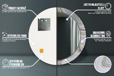 Espelho decorativo redondo Mármore cinza