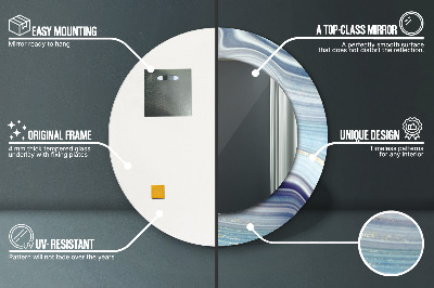 Espelho redondo decorativo Mármore azul