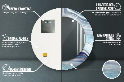 Espelho redondo decorativo Mármore azul