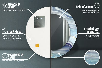 Espelho redondo decorativo Mármore azul