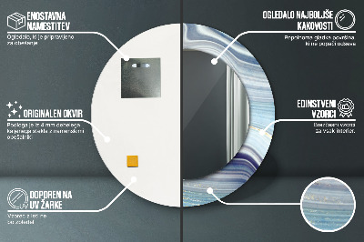 Espelho redondo decorativo Mármore azul