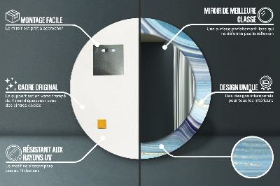 Espelho redondo decorativo Mármore azul