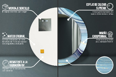 Espelho redondo decorativo Mármore azul