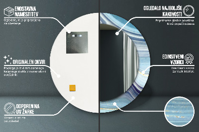 Espelho redondo decorativo Mármore azul