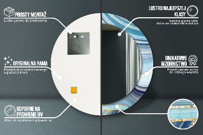 Espelho redondo decorativo Mármore azul