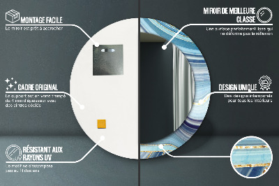 Espelho redondo decorativo Mármore azul