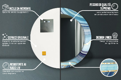 Espelho redondo decorativo Mármore azul