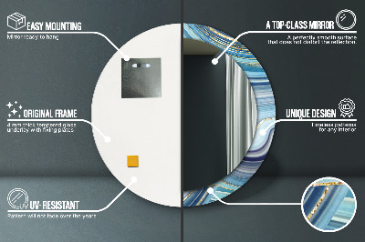 Espelho redondo decorativo Mármore azul