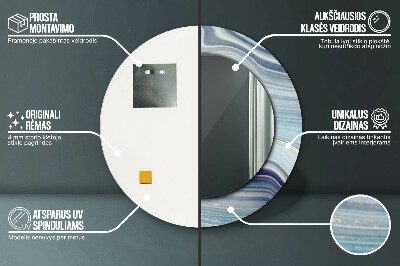 Espelho redondo decorativo Mármore azul