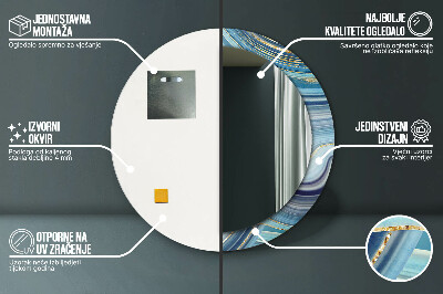 Espelho redondo decorativo Mármore azul