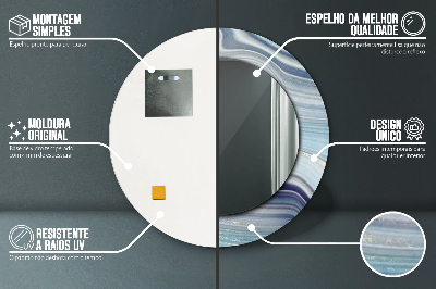 Espelho redondo decorativo Mármore azul
