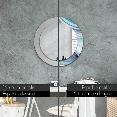 Espelho redondo decorativo Mármore azul