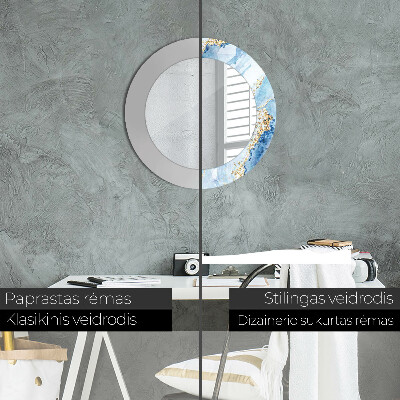 Espelho decorativo redondo Mármore azul dourado