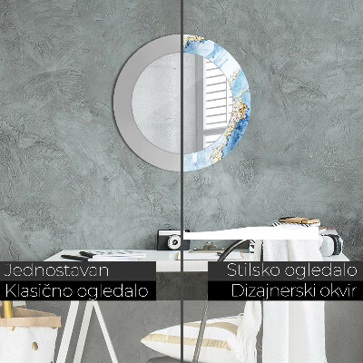 Espelho decorativo redondo Mármore azul dourado