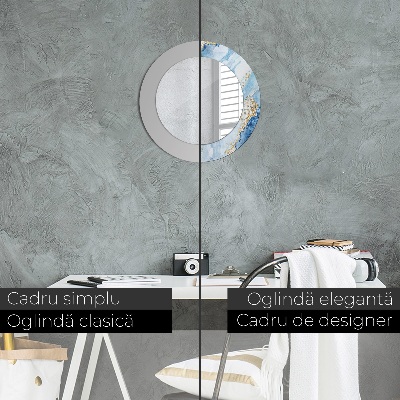 Espelho decorativo redondo Mármore azul dourado