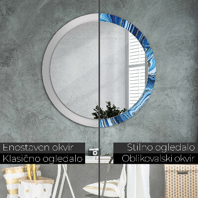 Espelho redondo decorativo Marmoreio azul