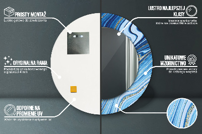 Espelho redondo decorativo Marmoreio azul