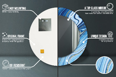 Espelho redondo decorativo Marmoreio azul