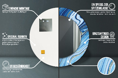 Espelho redondo decorativo Marmoreio azul