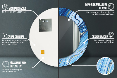 Espelho redondo decorativo Marmoreio azul