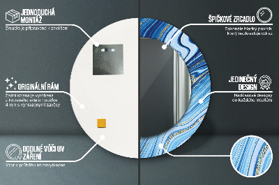 Espelho redondo decorativo Marmoreio azul