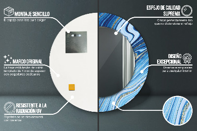 Espelho redondo decorativo Marmoreio azul