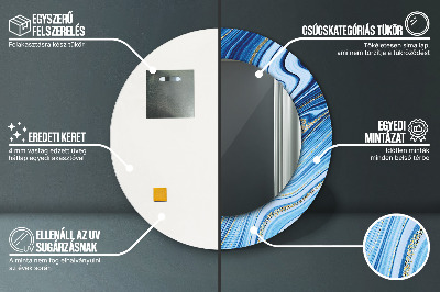 Espelho redondo decorativo Marmoreio azul