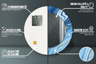 Espelho redondo decorativo Marmoreio azul