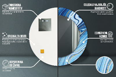 Espelho redondo decorativo Marmoreio azul