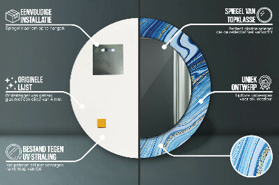 Espelho redondo decorativo Marmoreio azul