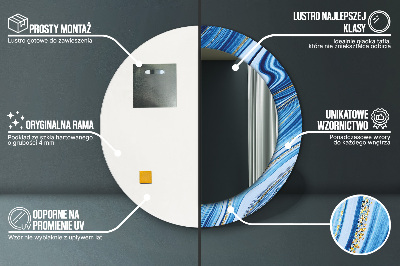 Espelho redondo decorativo Marmoreio azul