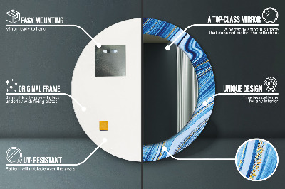 Espelho redondo decorativo Marmoreio azul