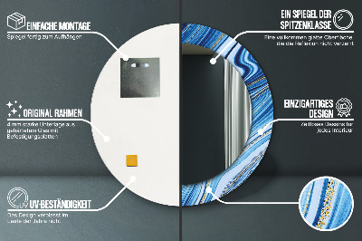 Espelho redondo decorativo Marmoreio azul