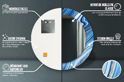 Espelho redondo decorativo Marmoreio azul