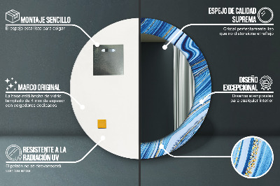 Espelho redondo decorativo Marmoreio azul