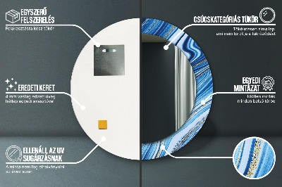 Espelho redondo decorativo Marmoreio azul