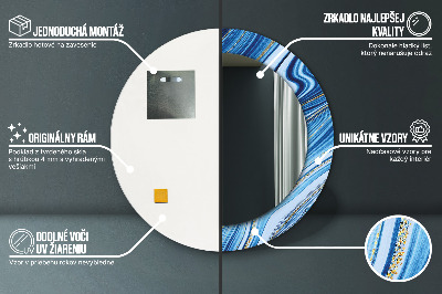 Espelho redondo decorativo Marmoreio azul