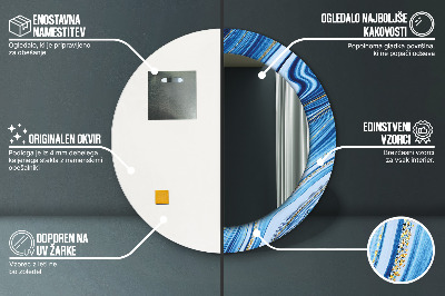 Espelho redondo decorativo Marmoreio azul