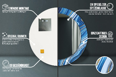 Espelho redondo decorativo Marmoreio azul