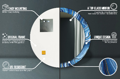 Espelho redondo decorativo Marmoreio azul