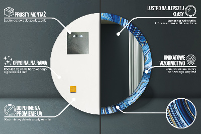 Espelho redondo decorativo Marmoreio azul