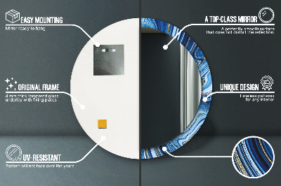 Espelho redondo decorativo Marmoreio azul