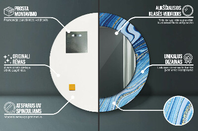 Espelho redondo decorativo Marmoreio azul